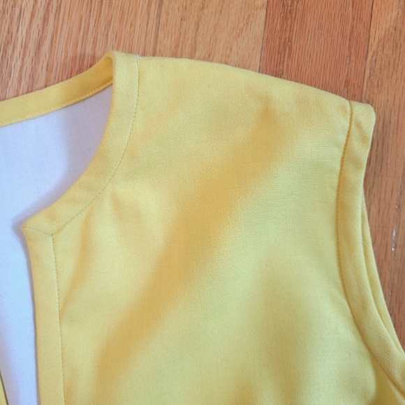 🐥 VTG Yellow & White 2-Pc Embroidered Dress Jacket Set Sz M - Picture 10 of 14